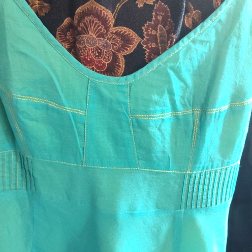 Yellow and Blue Cotton Fabric Size 6 City Unlimited Tank Top Dress